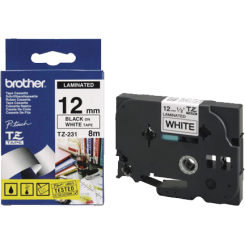 کاست برچسب لیبل برادر TZe231 مشکی روی سفید Brother TZe-231 p touch Label Tape Black on White